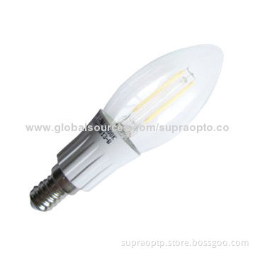 E12/E14 2W LED Filament Candle Bulb, 360 Beam Angle, >80Ra CRI, Dimmable